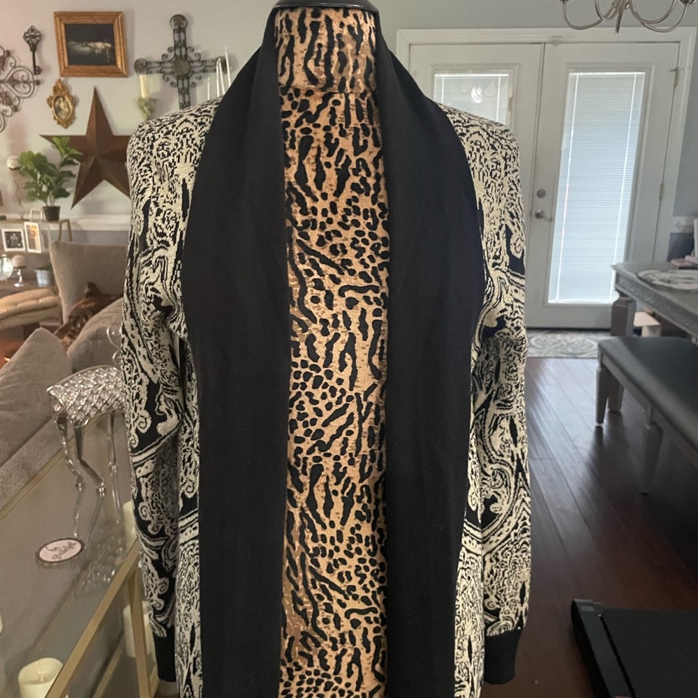 Maurices Black and Cream Knit Cardigan